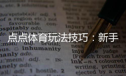 点点体育玩法技巧：新手入门与进阶实战攻略