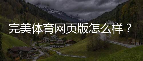 完美体育网页版怎么样？全面评测：功能、体验、稳定性与安全性解析